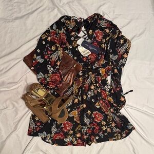 Floral Black Jumpsuit